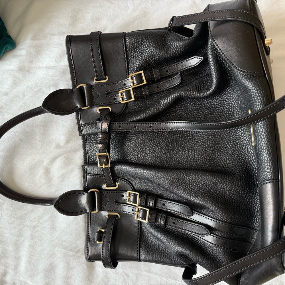 Burberry Black Leather Shoulder Bag with Gold Hardware